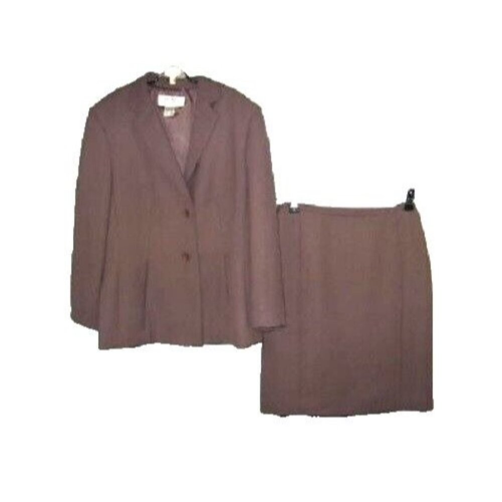 Vintage ALFANI Skirt Suit Womens Brown 6P 8P Lined 3/4 Sleeve Career Minimalist